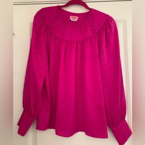 Kate Spade Satin Floral Jacquard, Button Front Yoke Neckline, SZ M